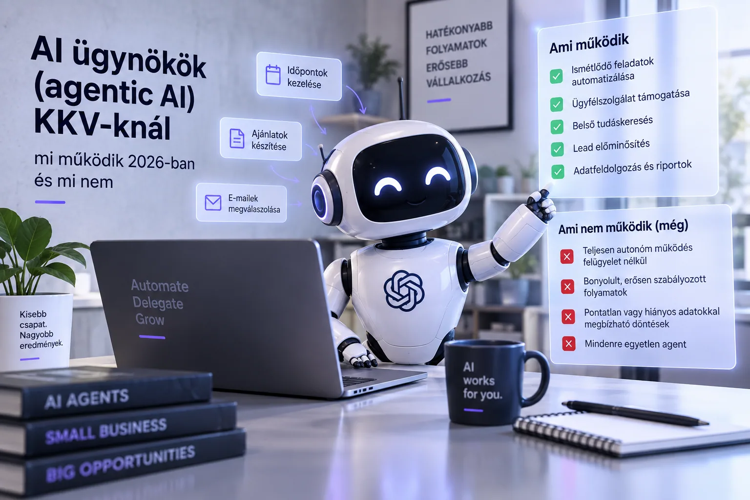 AI ügynökök (agentic AI) KKV-knál: mi működik 2026-ban és mi nem